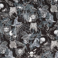Halloween Spirit - Fright Night Gray Black Yardage Primary Image