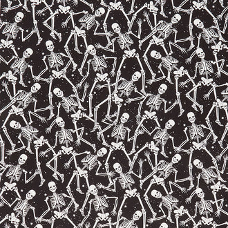 Halloween Spirit - Skeleton Crew Black Yardage