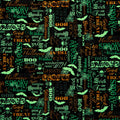 Halloween Spirit - Spooky Words Orange and Black Yardage Alternative View #1