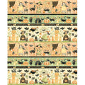 Halloween Whimsy - Black Cat Border Stripe Orange Yardage
