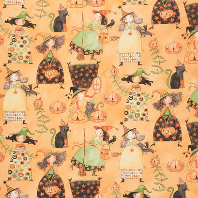 Halloween Whimsy - Halloween Girl Orange Yardage