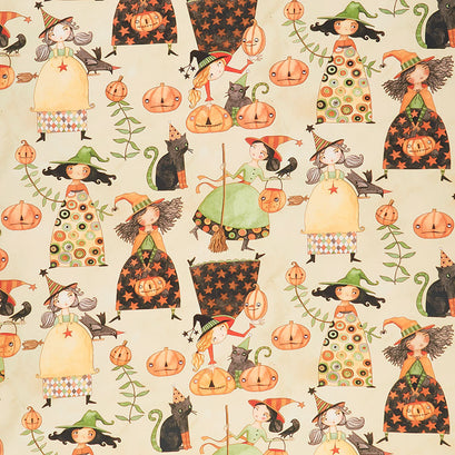 Halloween Whimsy - Halloween Girl Parchment Yardage