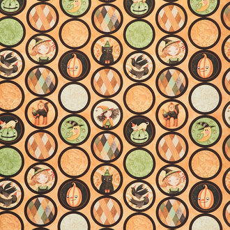 Halloween Whimsy - Halloween Icons Orange Yardage