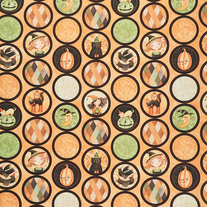 Halloween Whimsy - Halloween Icons Orange Yardage