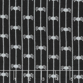 Happy Jacks & Friends - Spider Stripe Black Flannel Yardage