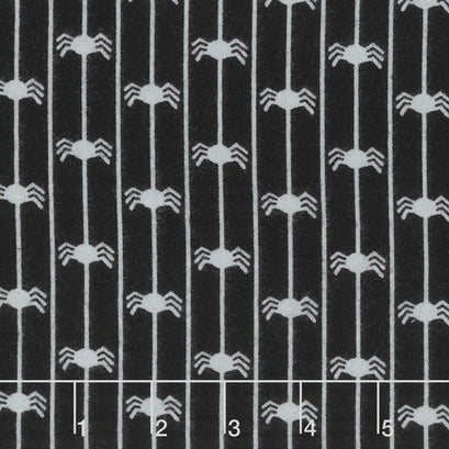 Happy Jacks & Friends - Spider Stripe Black Flannel Yardage
