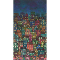 Happy Place - City Houses Border Night Digitally Printed Running Yardage