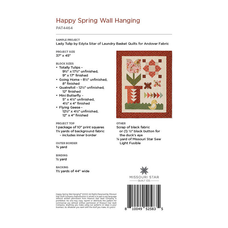 Happy Spring Wall Hanging Pattern by Missouri Star Alternative View #1
