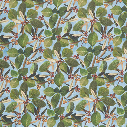 Harlow - Leaves and Berries Blue Multi Digitally Printed Yardage