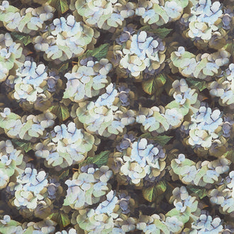 Harlow - Packed Hydrangea Black Multi Digitally Printed Yardage