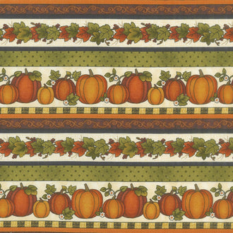 Harvest Berry - Harvest Pumpkin Stripe Cream Multi Yardage