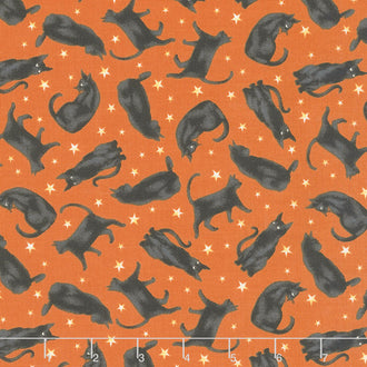 Harvest Moon - Spooky Cats Orange Yardage
