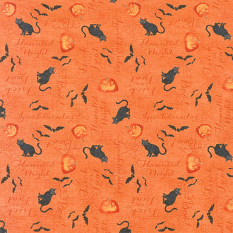 Haunted Night - Words Allover Orange Yardage