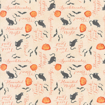 Haunted Night - Words Allover Tan Yardage