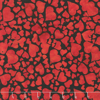 Heart to Heart Batiks - Tossed Hearts Black Yardage