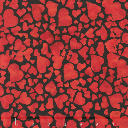 Heart to Heart Batiks - Tossed Hearts Black Yardage