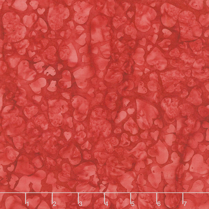 Heart to Heart Batiks - Tossed Hearts Cherry Yardage