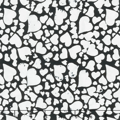 Heart to Heart Batiks - Tossed Hearts White Yardage