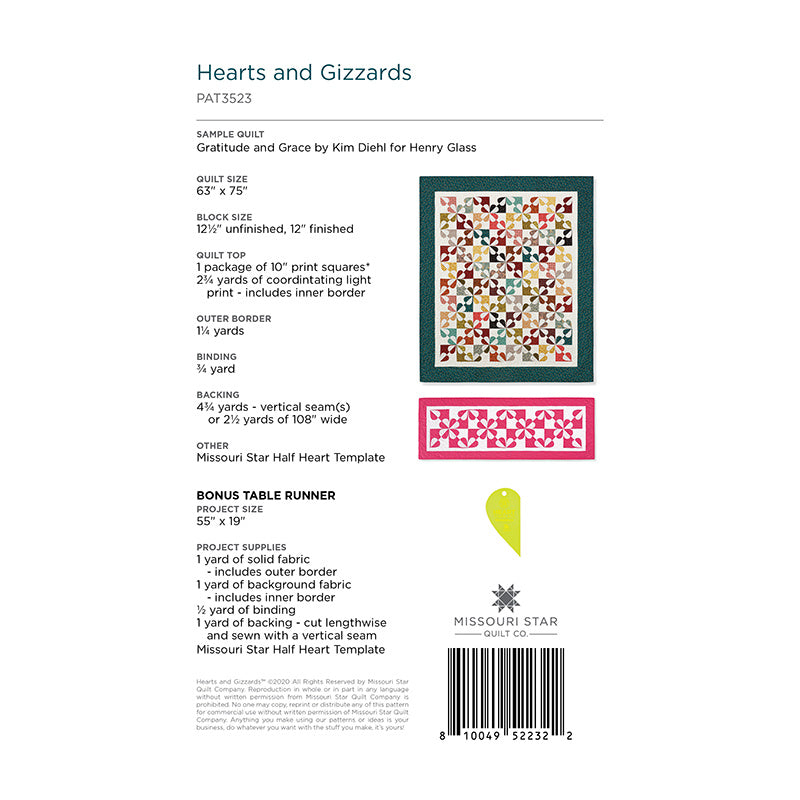 Hearts and Gizzards Quilt Pattern by Missouri Star
