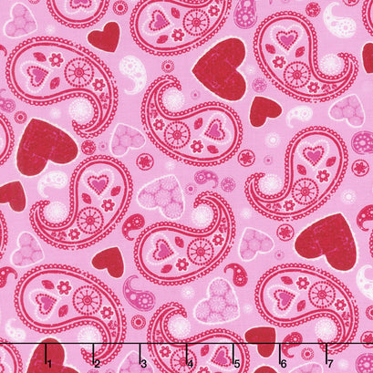 Hearts of Love - Paisley Pink Yardage