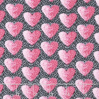 Hearts of Love - Small Set Hearts Gray Pink Yardage