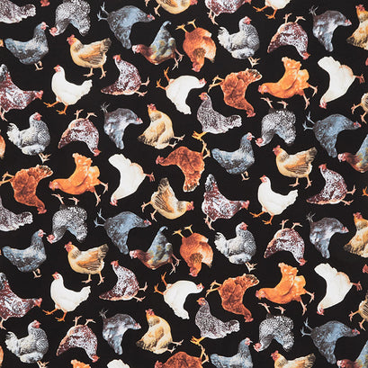 Hen House - Tossed Hens Black Yardage