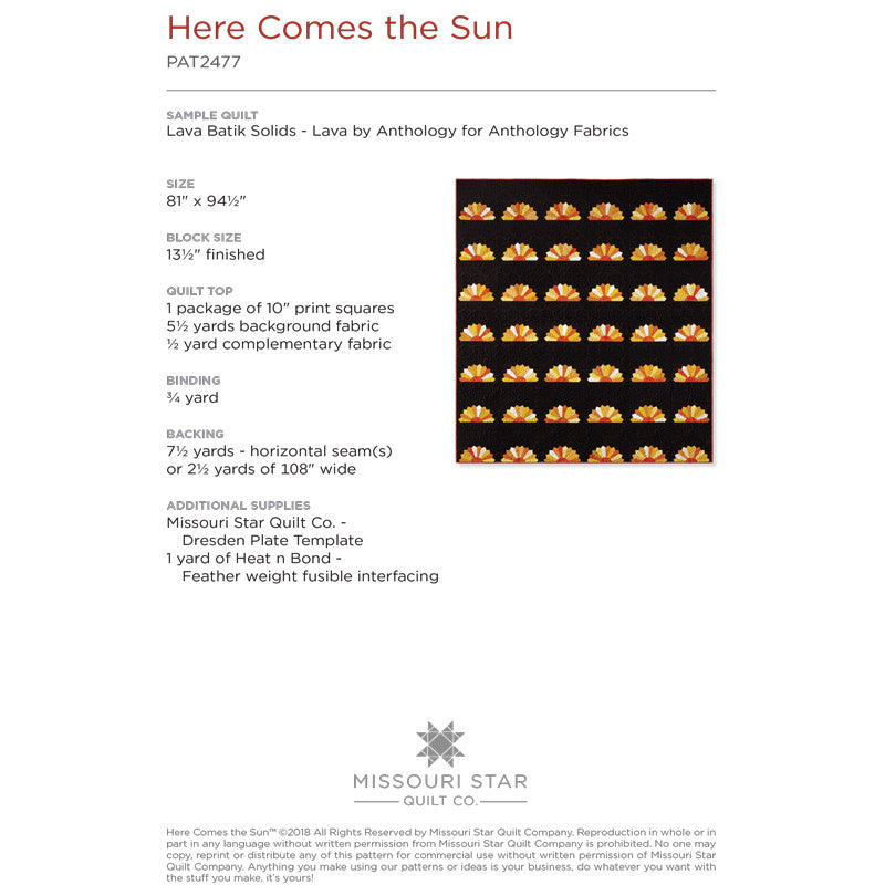 Here Comes the Sun Quilt Pattern by Missouri Star