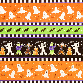 Here We Glow - Border Stripe Multi Glow in the Dark Yardage