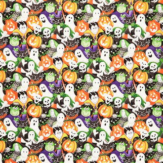 Here We Glow - Packed Faces Multi Glow in the Dark Yardage