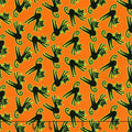 Here We Glow - Tossed Cats Orange Glow in the Dark Yardage