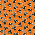 Here We Glow - Tossed Cats Orange Glow in the Dark Yardage