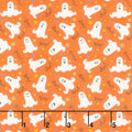 Here We Glow - Tossed Ghost Orange Glow in the Dark Yardage