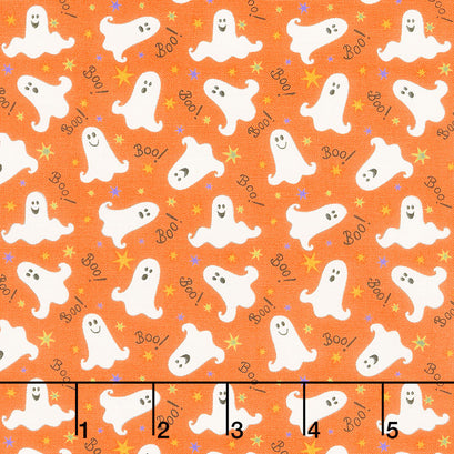 Here We Glow - Tossed Ghost Orange Glow in the Dark Yardage