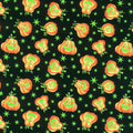 Here We Glow - Tossed Pumpkins Black Glow in the Dark Yardage