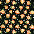 Here We Glow - Tossed Pumpkins Black Glow in the Dark Yardage
