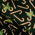 Holiday Charms - Candy Canes Black Metallic Yardage