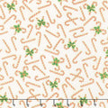 Holiday Charms - Candy Canes Ivory Metallic Yardage