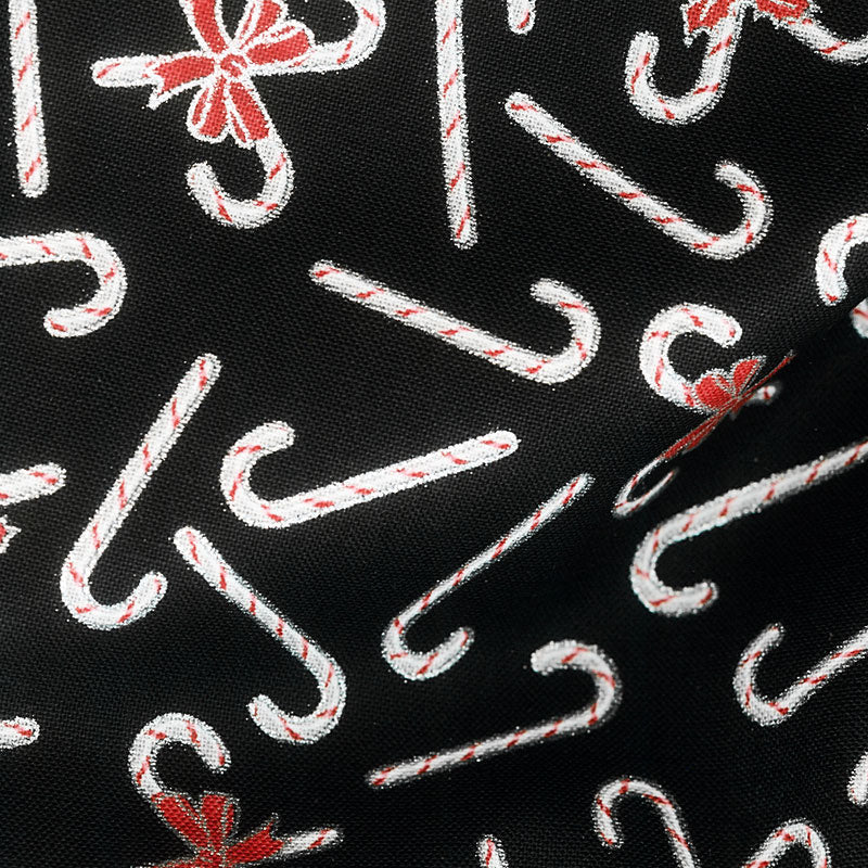 Holiday Charms - Candy Canes Onyx Metallic Yardage Alternative View #1