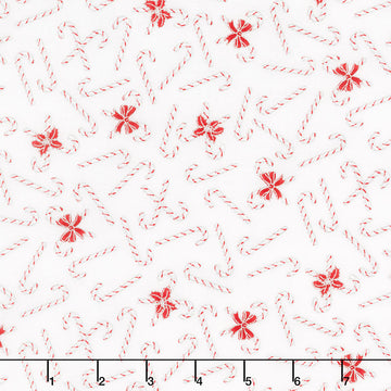 Holiday Charms - Candy Canes Silver Metallic Yardage