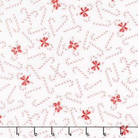 Holiday Charms - Candy Canes Silver Metallic Yardage