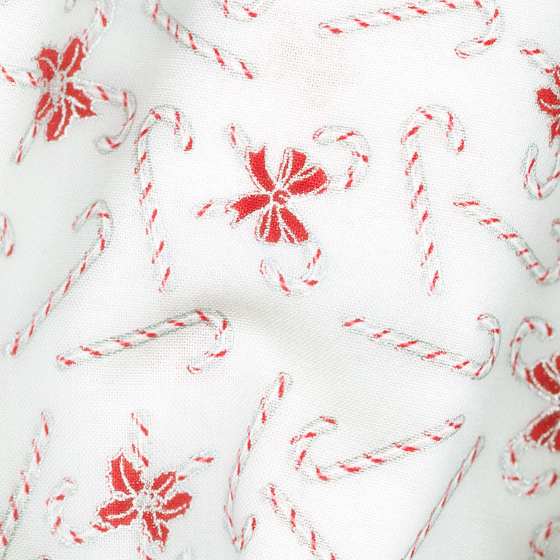 Holiday Charms - Candy Canes Silver Metallic Yardage