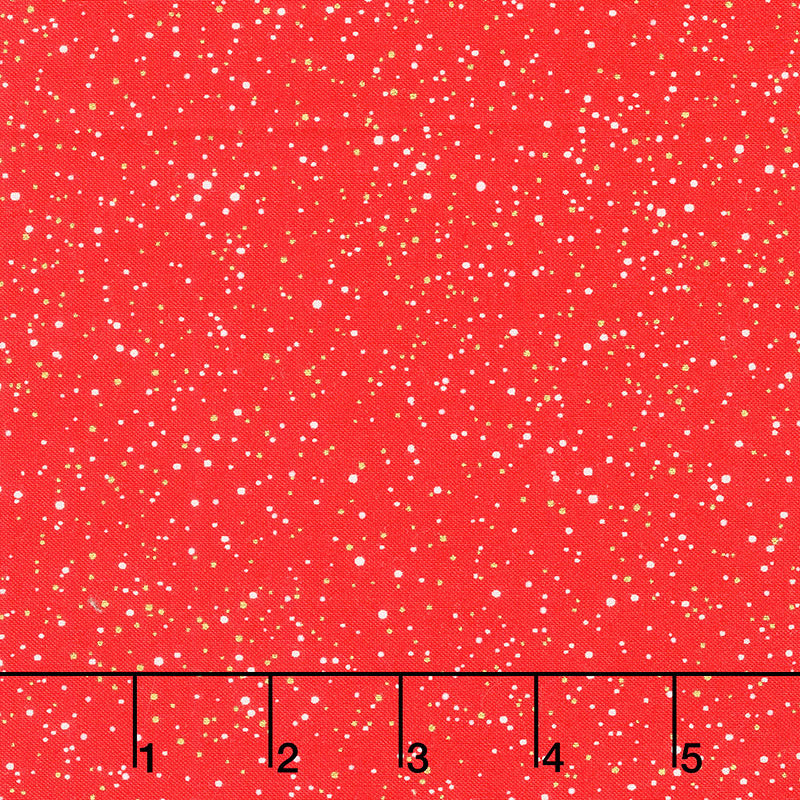 Holiday Charms - Dots Red Metallic Yardage