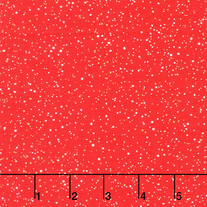Holiday Charms - Dots Red Metallic Yardage