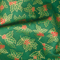 Holiday Charms - Holly Green Metallic Yardage