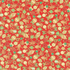 Holiday Charms - Ornaments Red Metallic Yardage