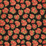 Holiday Charms - Poinsettia Black Metallic Yardage