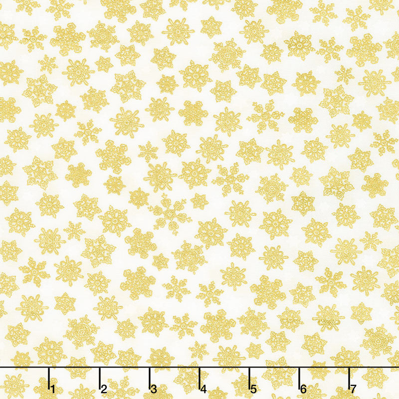 Holiday Charms - Snowflakes Ivory Metallic Yardage