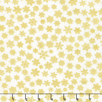 Holiday Charms - Snowflakes Ivory Metallic Yardage