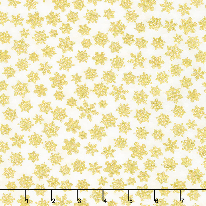 Holiday Charms - Snowflakes Ivory Metallic Yardage
