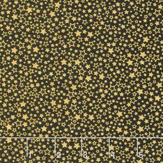 Holiday Charms - Stars Black Metallic Yardage